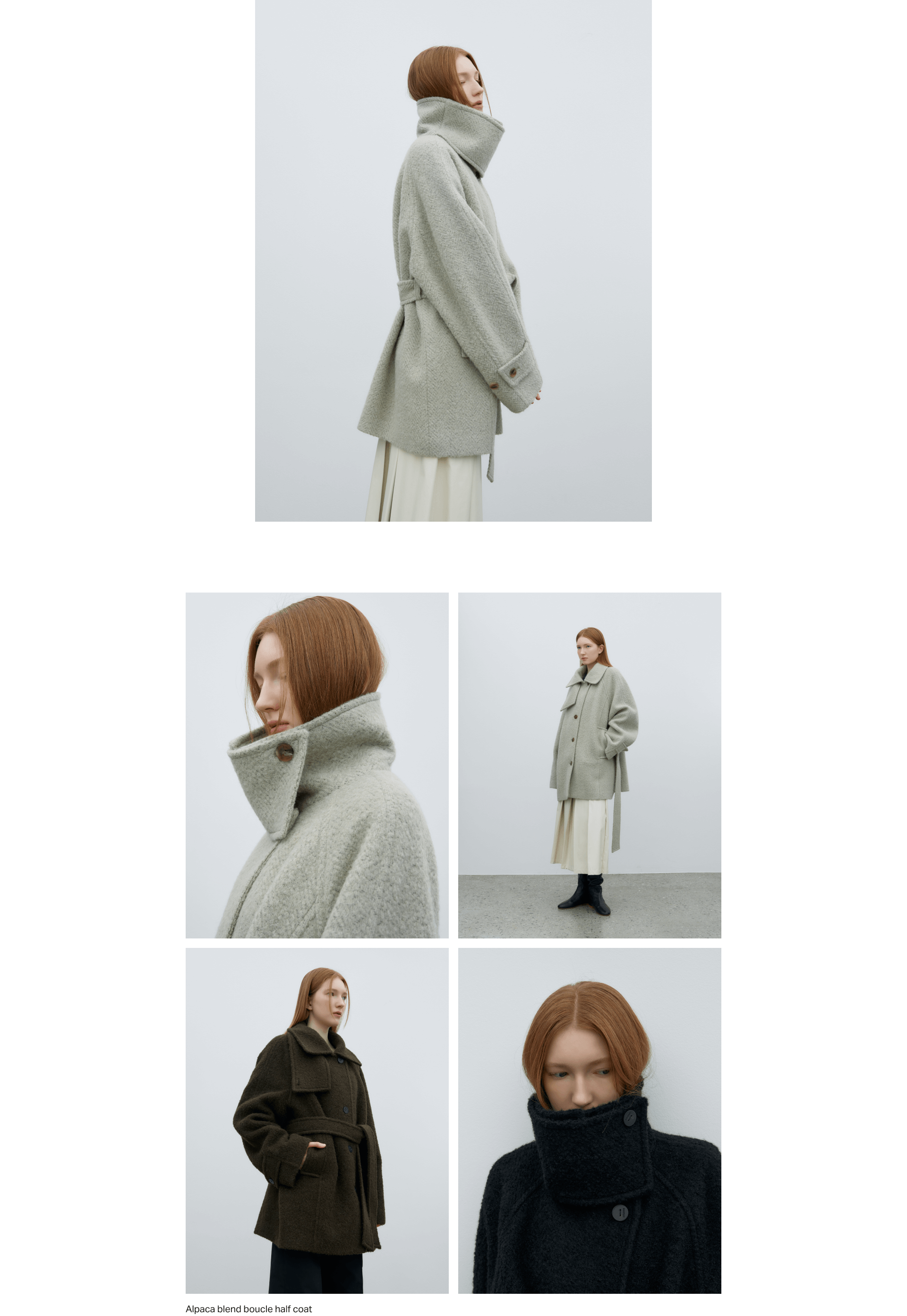 Alpaca blend boucle half coat