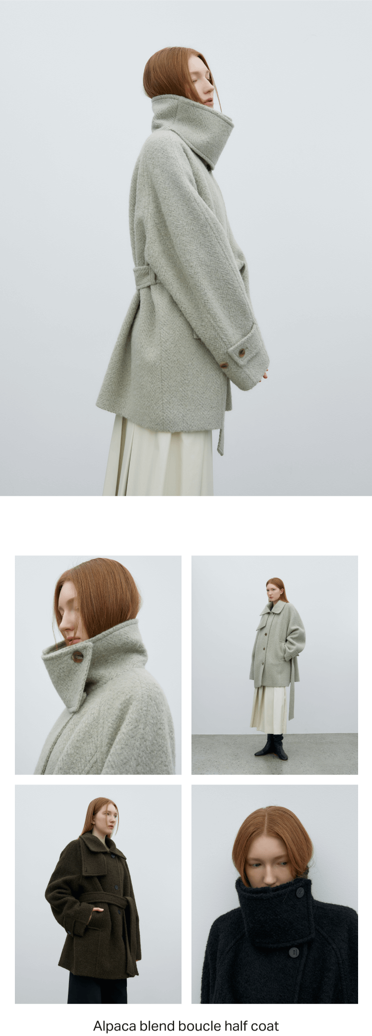 Alpaca blend boucle half coat