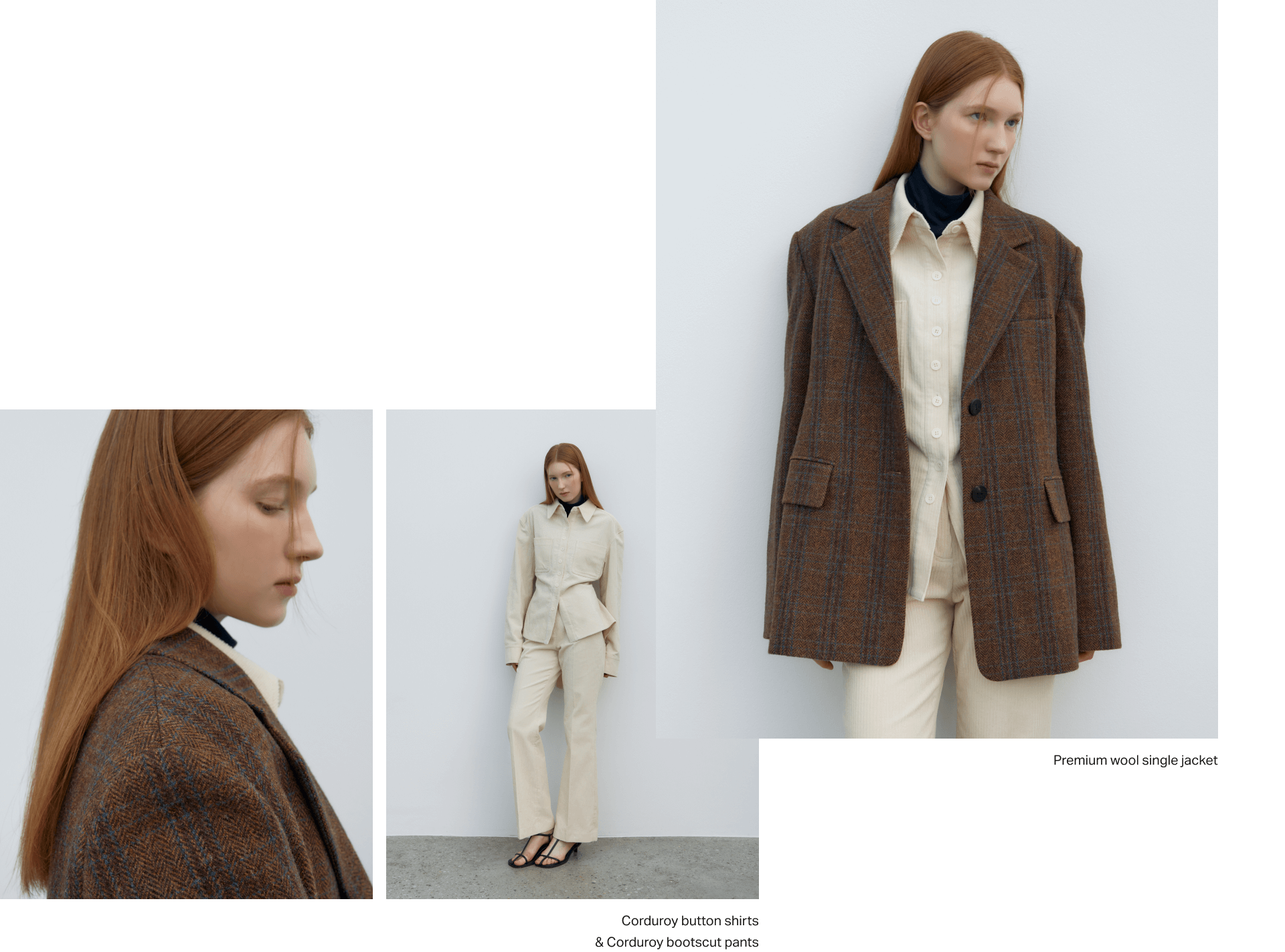 Premium wool single jacket, Corduroy button shirts & Corduroy bootscut pants