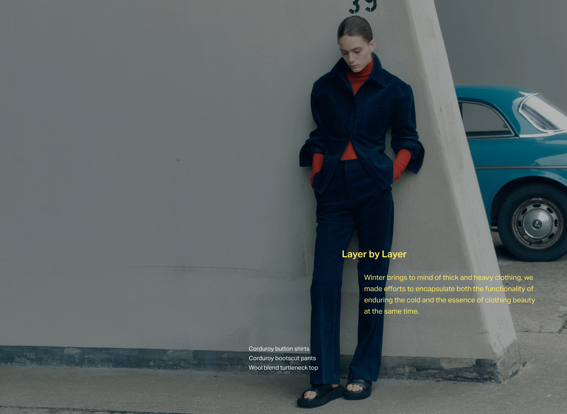 Corduroy button shirts, Corduroy bootscut pants, Wool blend turtleneck top