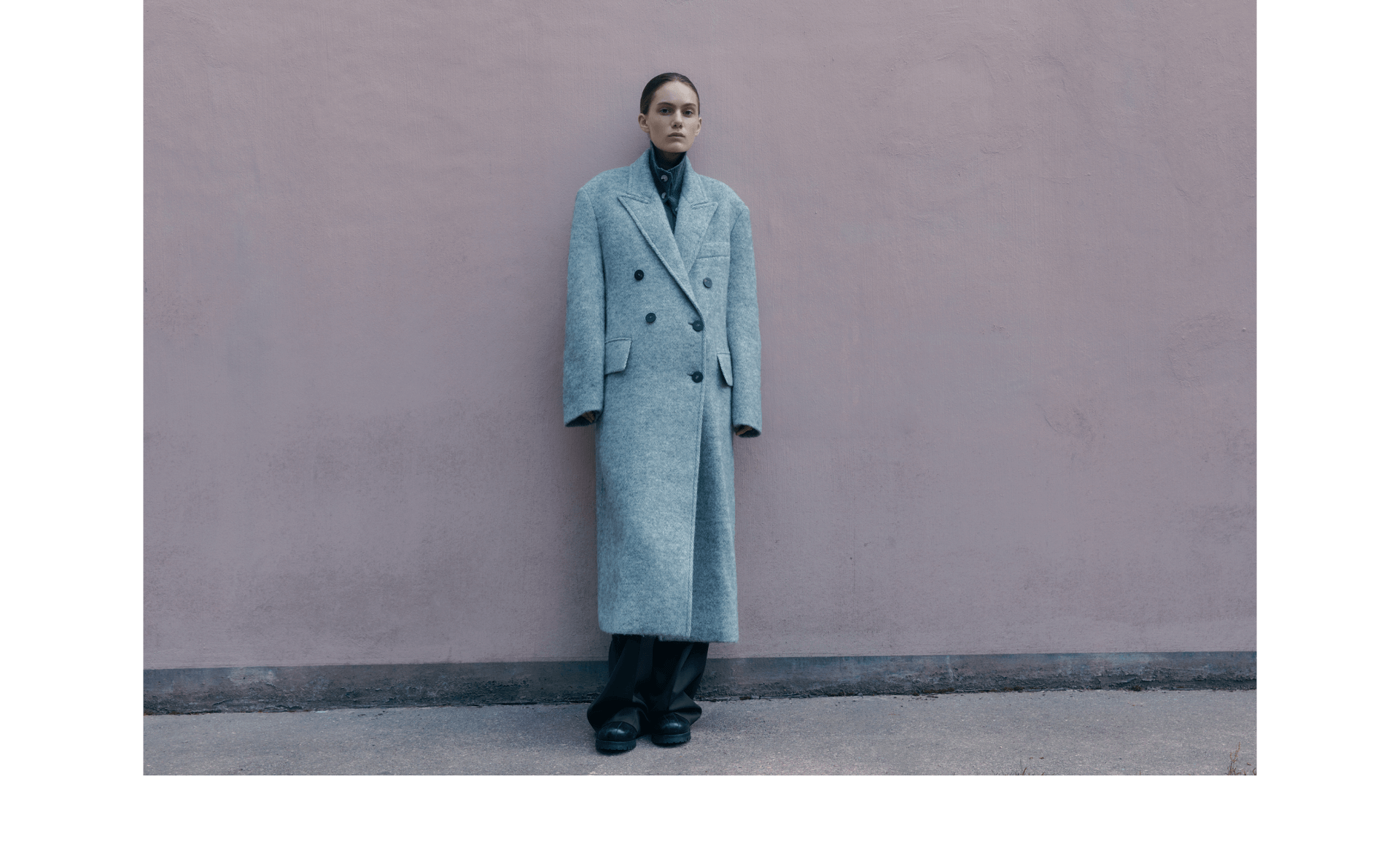 BELLANDI double long coat, Premium wool pants, Wool blend turtleneck top