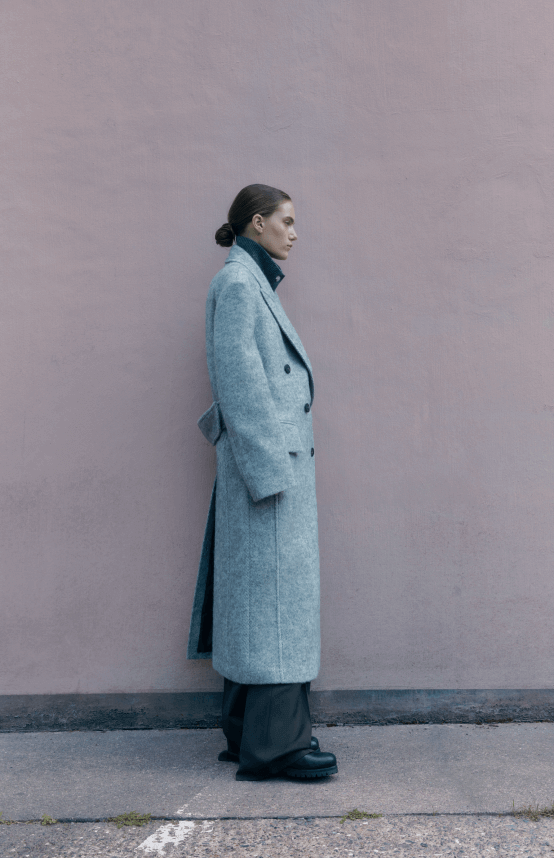 BELLANDI double long coat, Premium wool pants, Wool blend turtleneck top