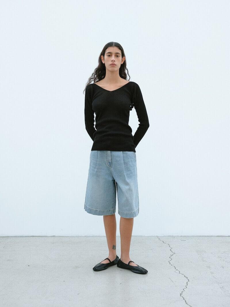 Deep neck sheer knit image 1